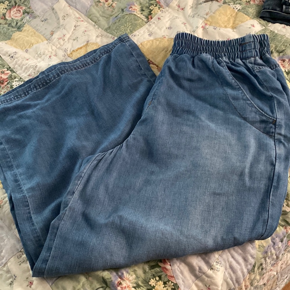 Side stitch wide leg tencera cropped pant